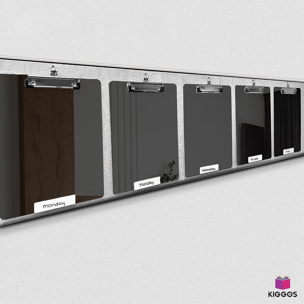 Kiggos 25 Pack Plastic Clipboards Black Clip Boards with Low Profile