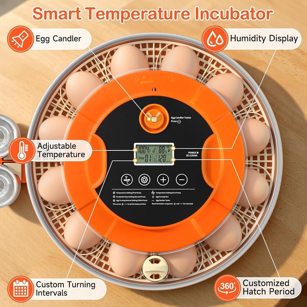 18 Egg Capacity Automatic Incubator with Humidity Control for Optimal Hatching