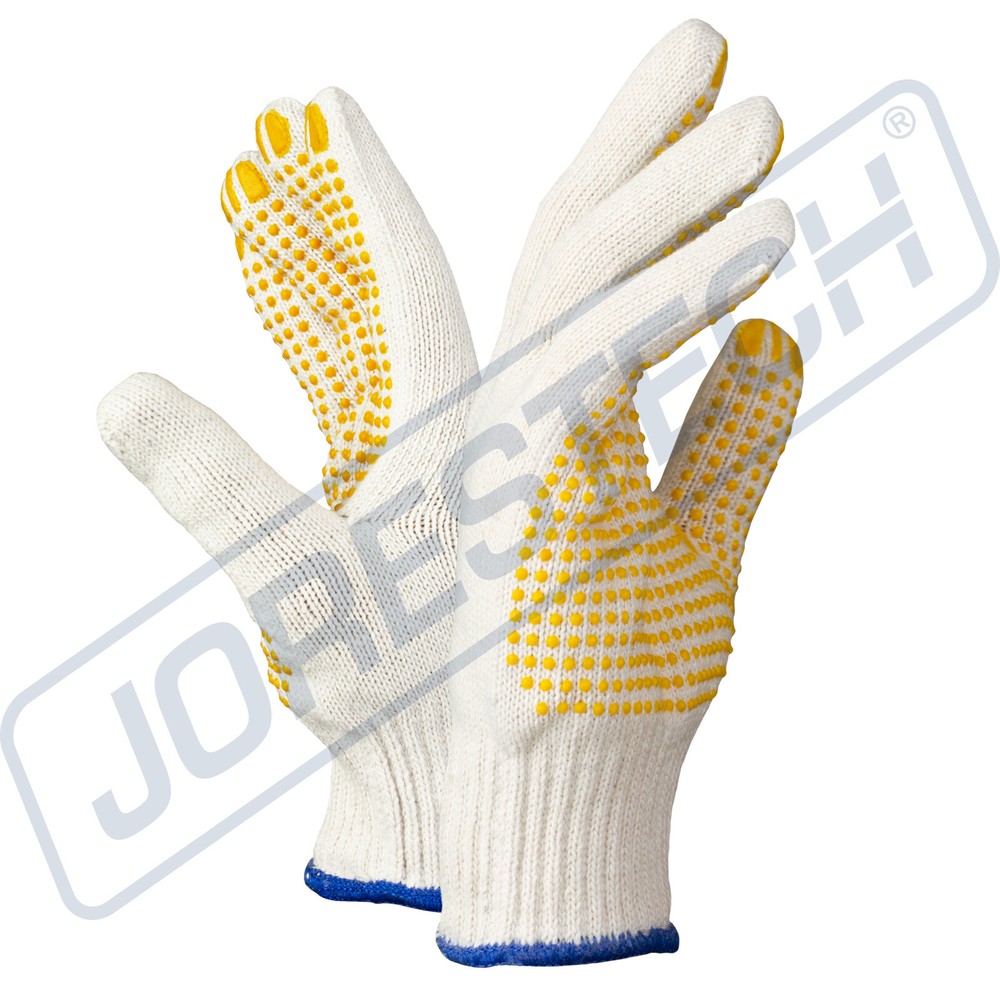 12 Pairs Poly Cotton PVC Dots String Knit Work Gloves for Warehouse