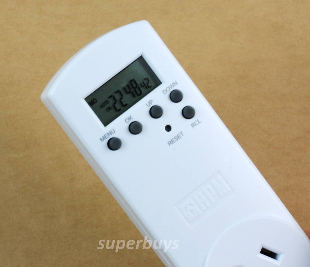 HPM Slim Digital Electrical Powerpoint Power Point Timer with Battery Back-up
