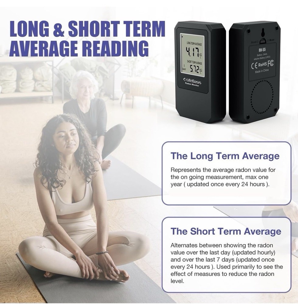 Lifebasis portable home Radon detector battery powered