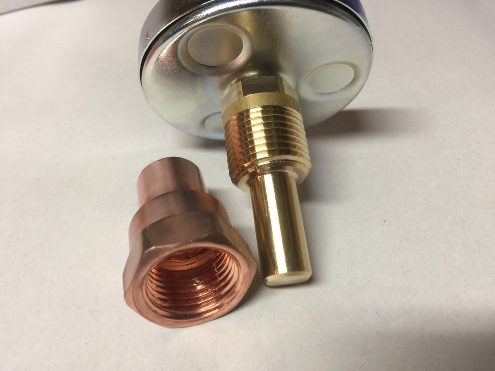 Thermometer & Copper Kit For Moonshine Still Keg Column. 1/2" NPT Thread Kettle