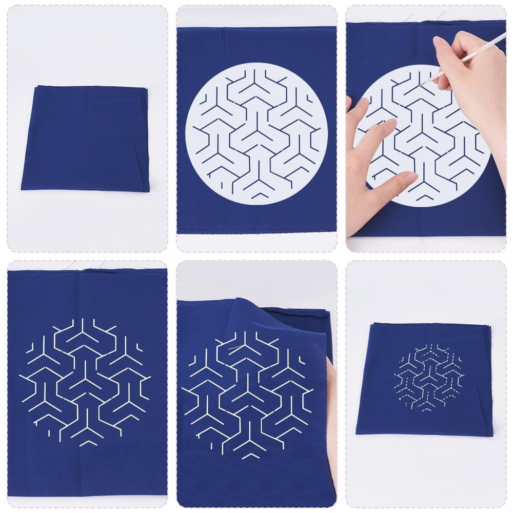 Sashiko Stencils Geometric Embroidery Patterns 14x14cm Drawing Quilting Guide