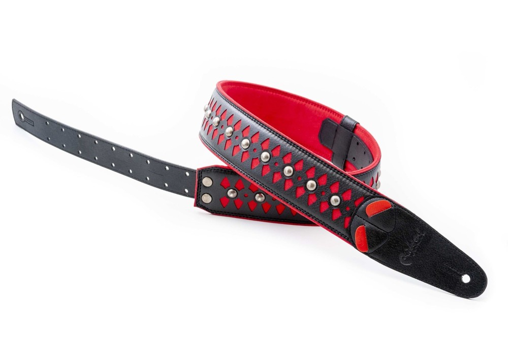 RightOn! Armour Design Guitar Strap; Red