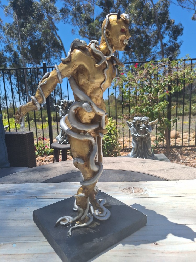Templar Sabbatic Goat Baphomet Satan Gold 18"X10" / Devil / Evil / Snake