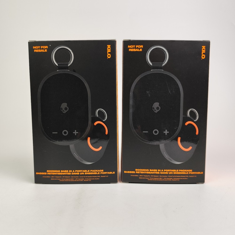 Skullcandy Kilo Wireless Bluetooth Speaker with Case Bundle, 2-pack, Color Black