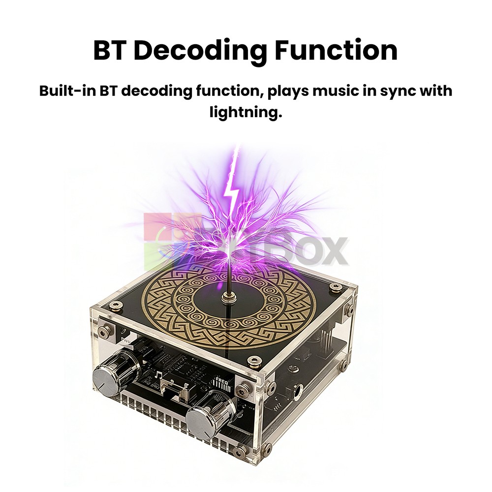 Music Tesla Coil 2Mode Artificial Lightning Touchable BT Decoding Colorful Light