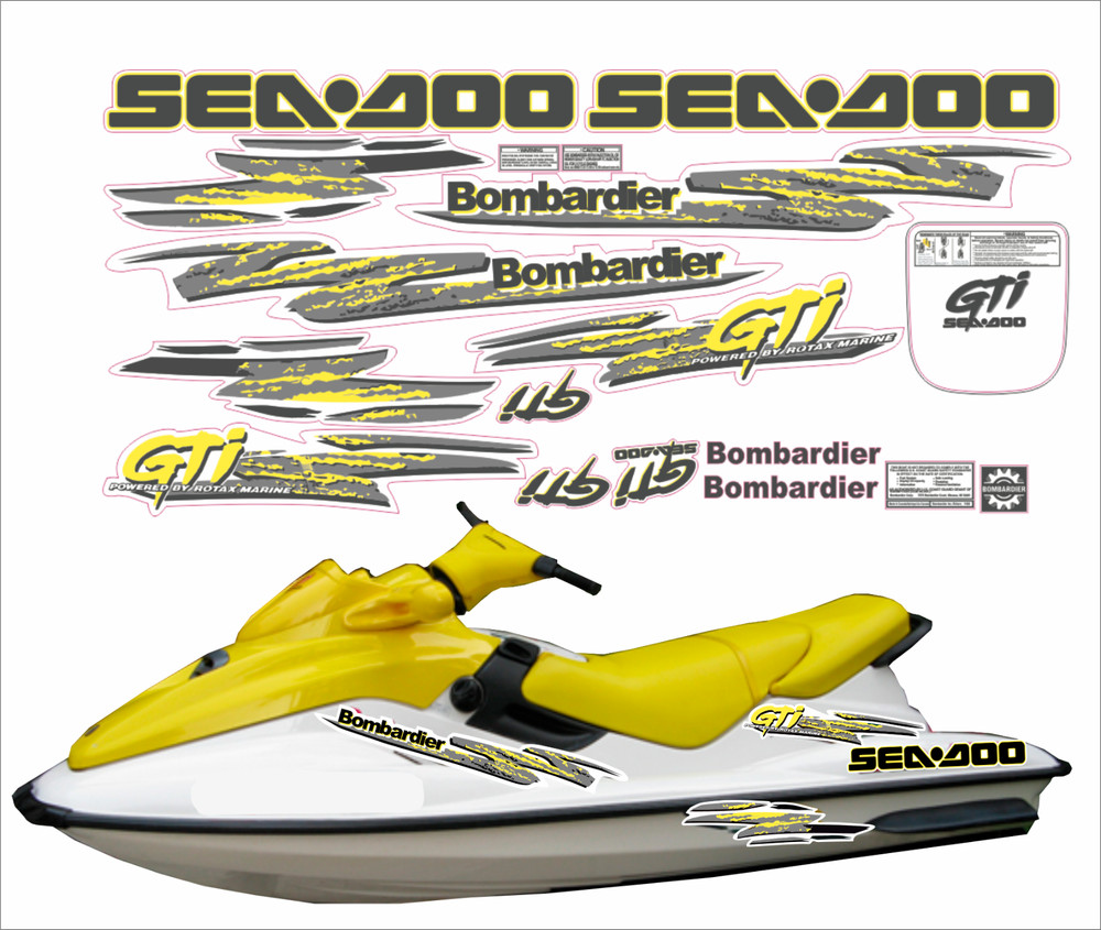SEADOO GTI 1997 Graphics / Decal / Sticker Kit  Grey