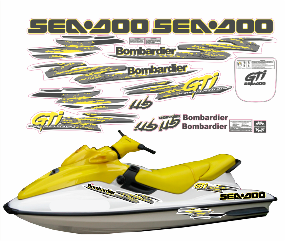SEADOO GTI 1997 Graphics / Decal / Sticker Kit Grey