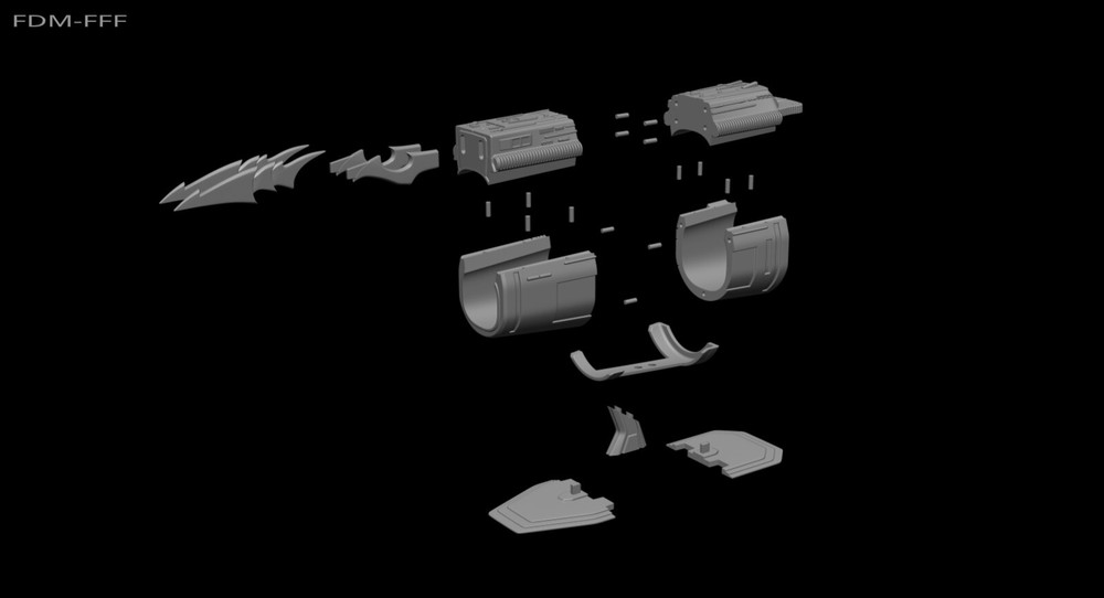 Predator Gauntlet Forearm Right, two versions - File STL-OBJ For 3D printer -