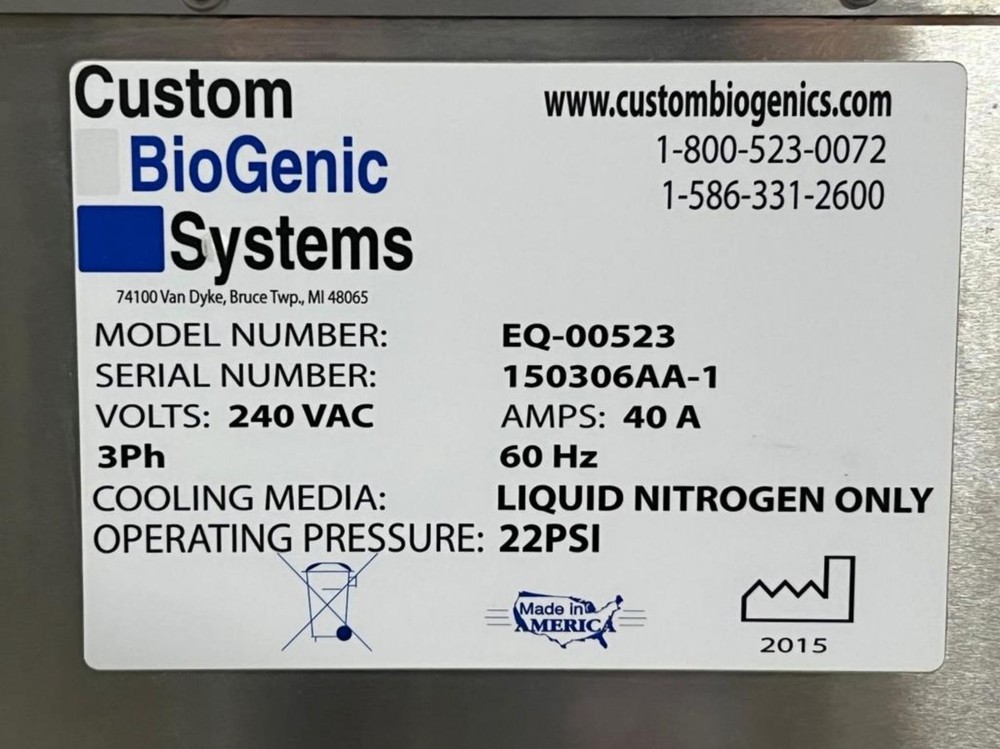 CRYOGENIC FREEZER -CBS EQ-00523 Cryogenic Freezer
