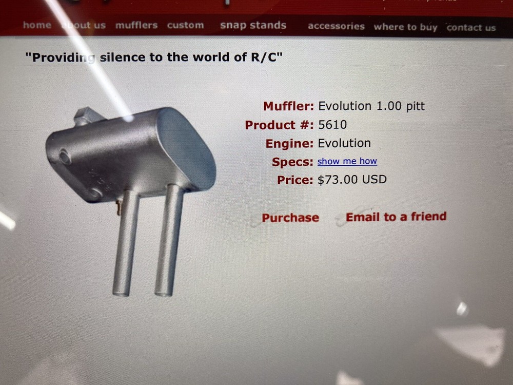 BISSON CUSTOM MUFFLER rc airplane 1.00 Pitt, Evolution #5610