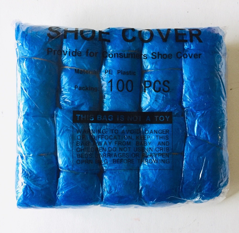 Shoe Covers disposable Plastic Blue one Pack/100 Pc
