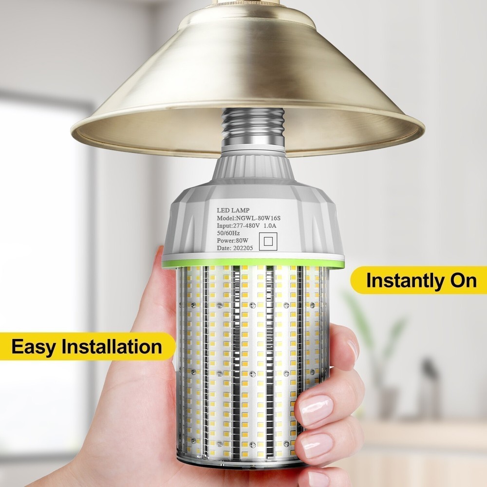 2X 480V 80W LED Corn Light E39 Base Commercial Warehouse High Bay Light 12000lm