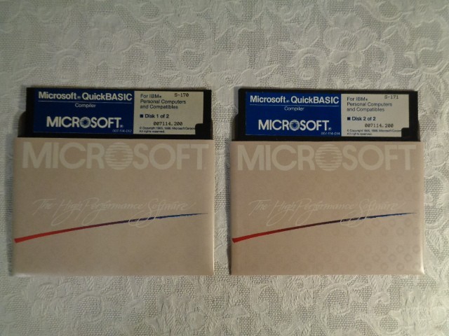 Microsoft QuickBASIC Compiler 2.0 5.25" Floppy Vintage Computer Programming Tool