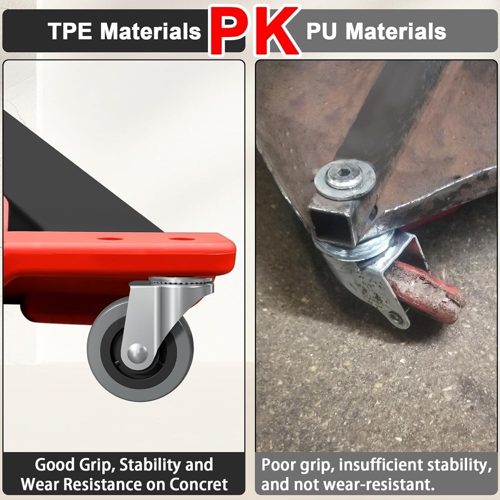 High-Performance 2.5 Inch Creeper Casters - 6 Pack Replacement for Service Carts