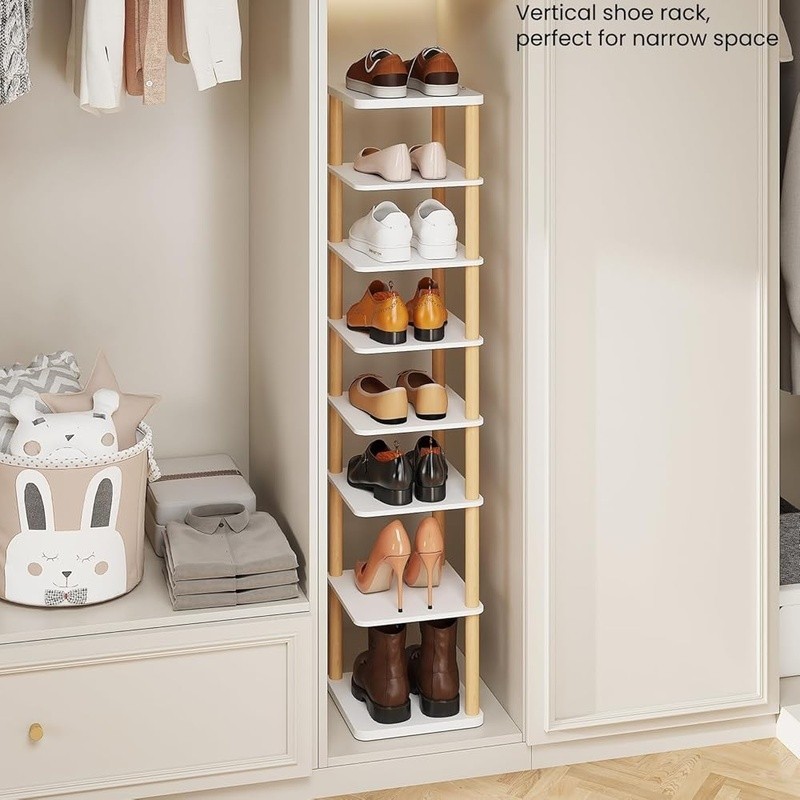 Space Saving Vertical Shoe Rack 8 Tier Adjustable Organizer Tool Free Assembly