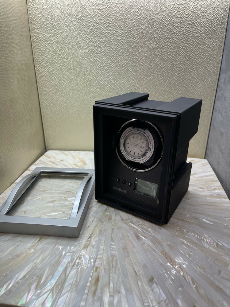 Cellini Single Watch Winder with Glass Cover, Black