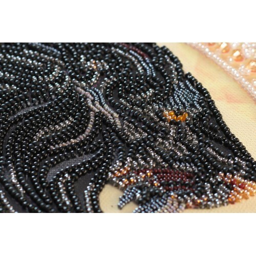 Bead Embroidery Kit Lion Beaded stitching Beadwork DIY Abris Art