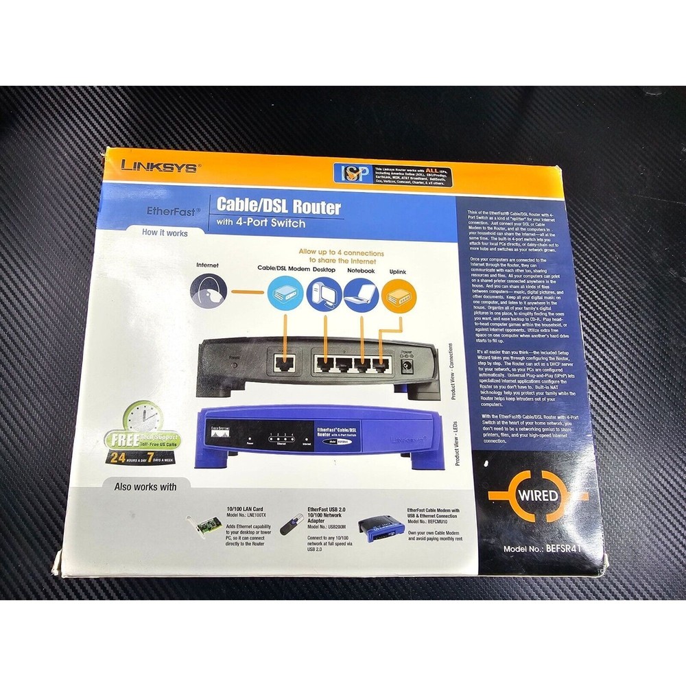 Linksys EtherFast 4-Port Cable/Dsl Wired Router BEFSR41