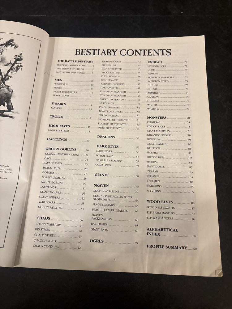 Warhammer Battle Bestiary 1992 Rick Priestley Games Workshop