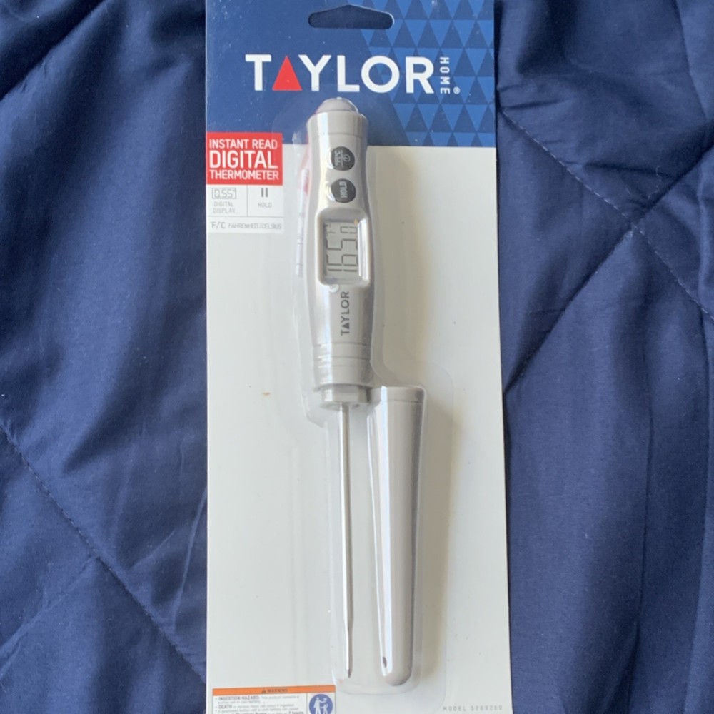 Taylor Digital Instant Read Meat Thermometer Silver Hold Function Model 5269260