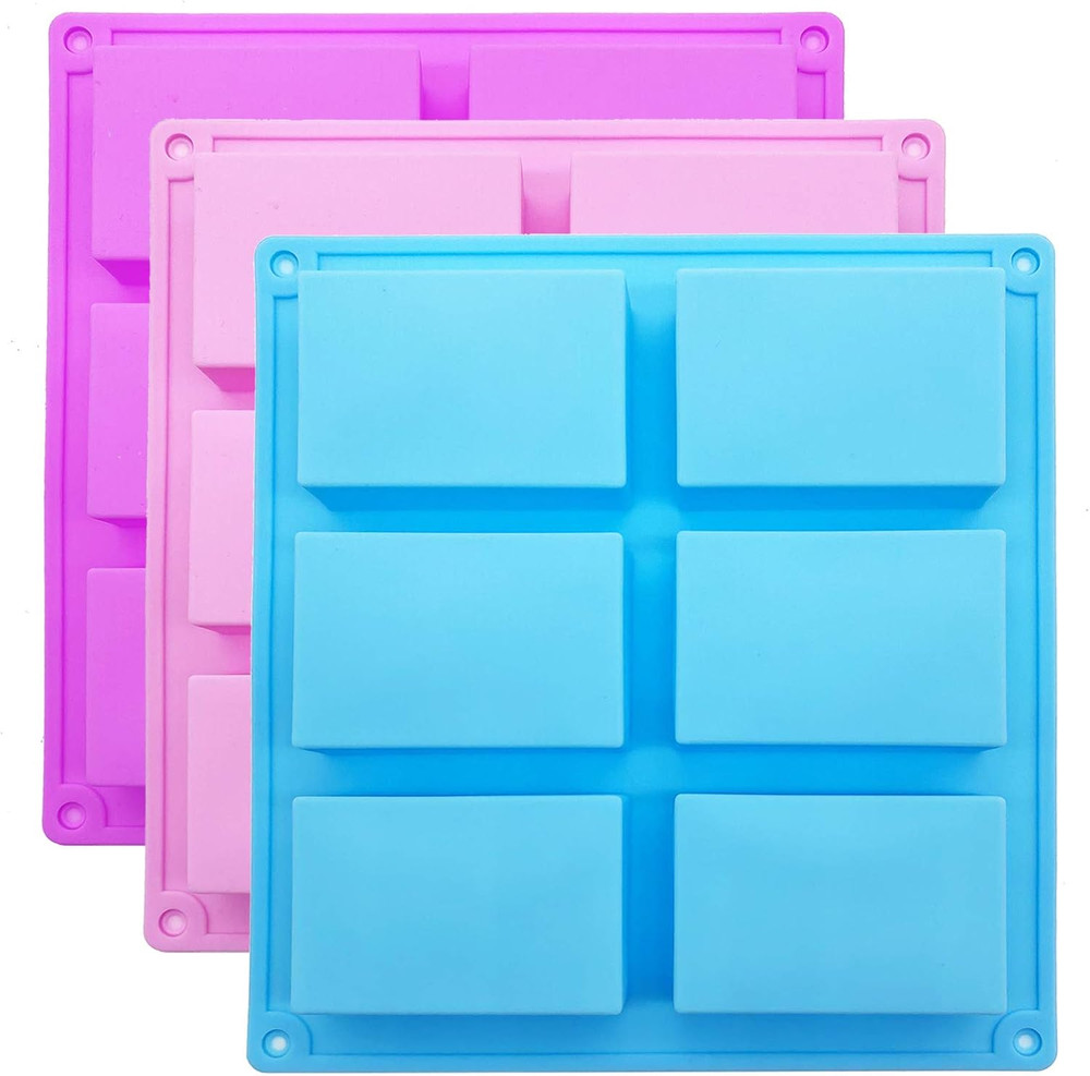 Silicone Soap Molds, 6 Cavity Rectangle Molds for Craft Soap, Cake, Chocolate &