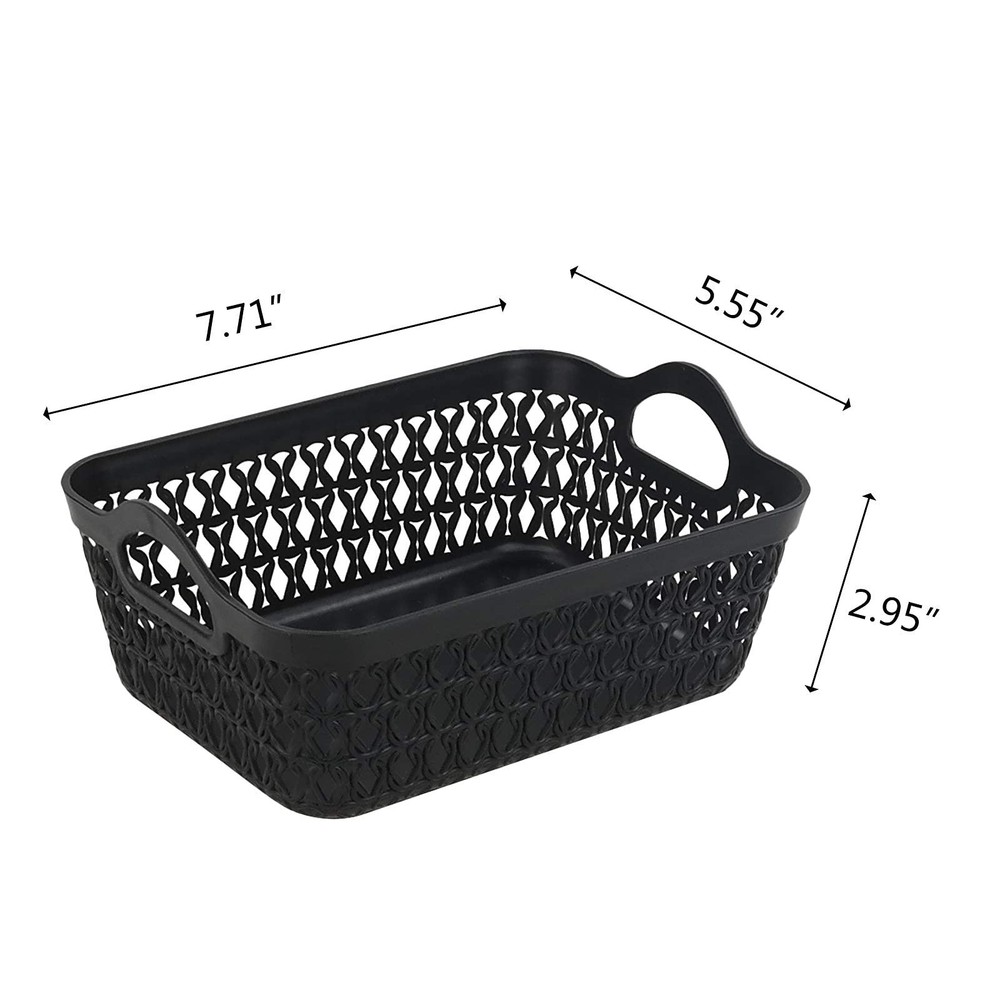 12-Pack Black Small Storage Basket Tray, Plastic Storage Tray