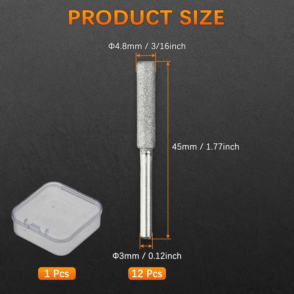 Chainsaw Sharpener with Box [12pcs] - Chainsaw Sharpening - [Silver- 3/16 Inch]