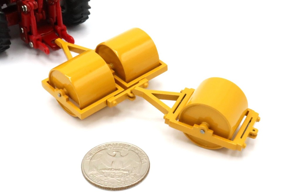 1:64th Scale - Double Sheepsfoot Packer - Smooth Roller - Old Caterpillar Yellow