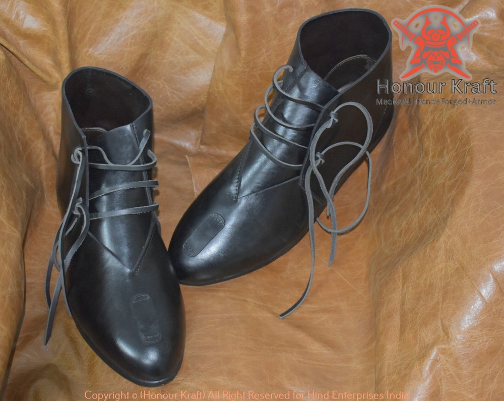 Medieval Style Leather Ankle Boots - Ideal for Reenactment Combat