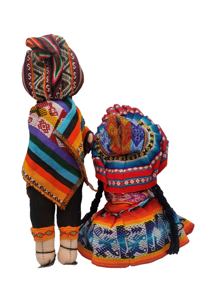 2 Colorful Peruvian Doll Handmade Lady