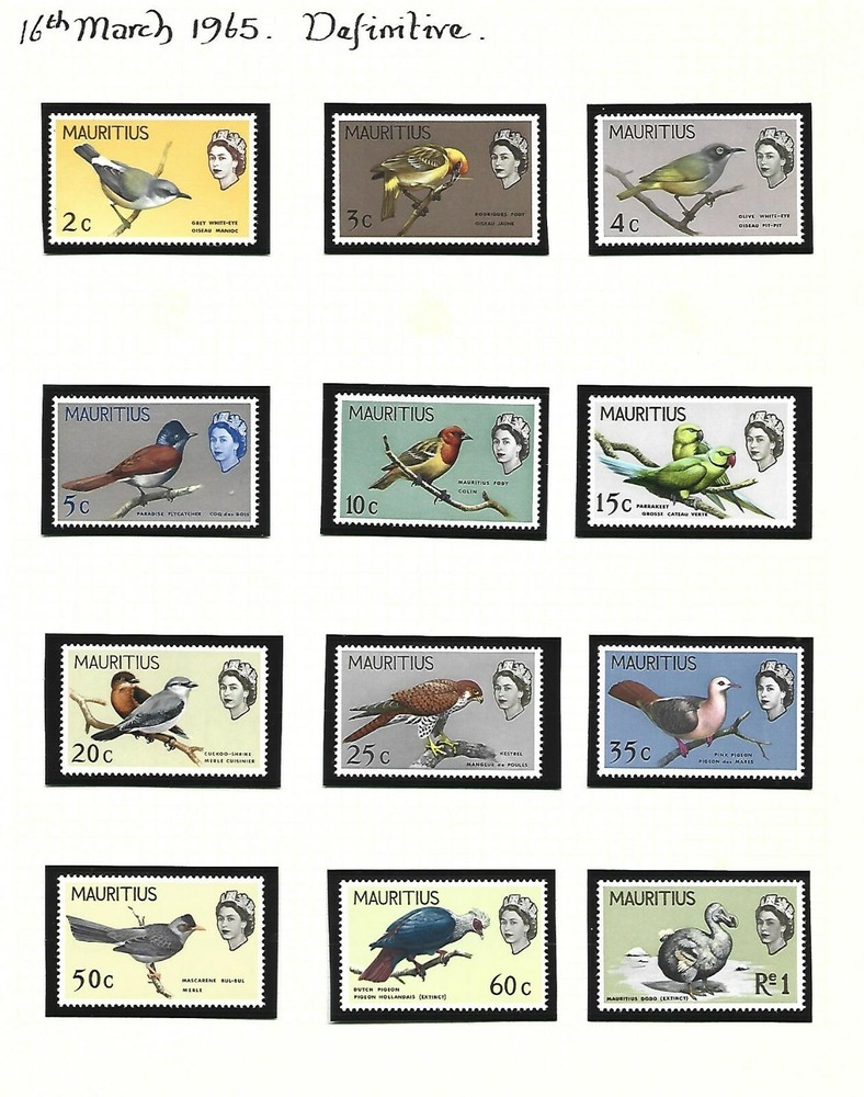 MAURITIUS    1965  DEFINITIVE   SET  COMPLETE     UMM