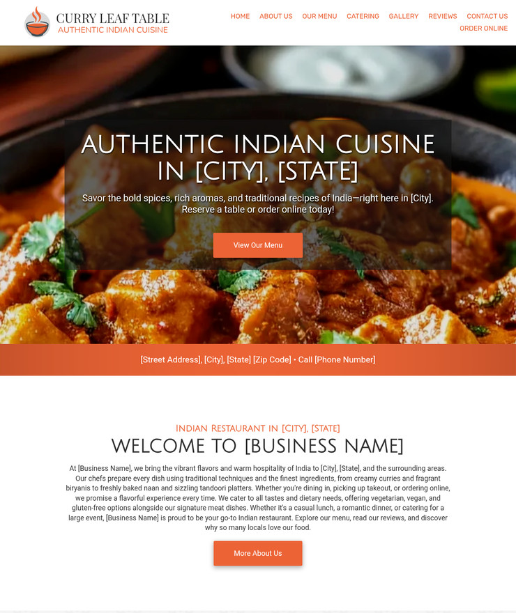Indian Restaurant Customized Business Website *SEE FULL DESCRIPTION*