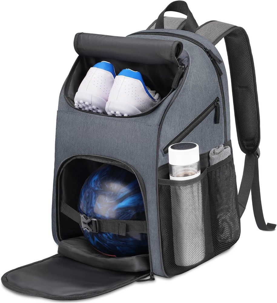 Bosynoy Single Bowling Ball Backpack & 2 Balls Bundle Black
