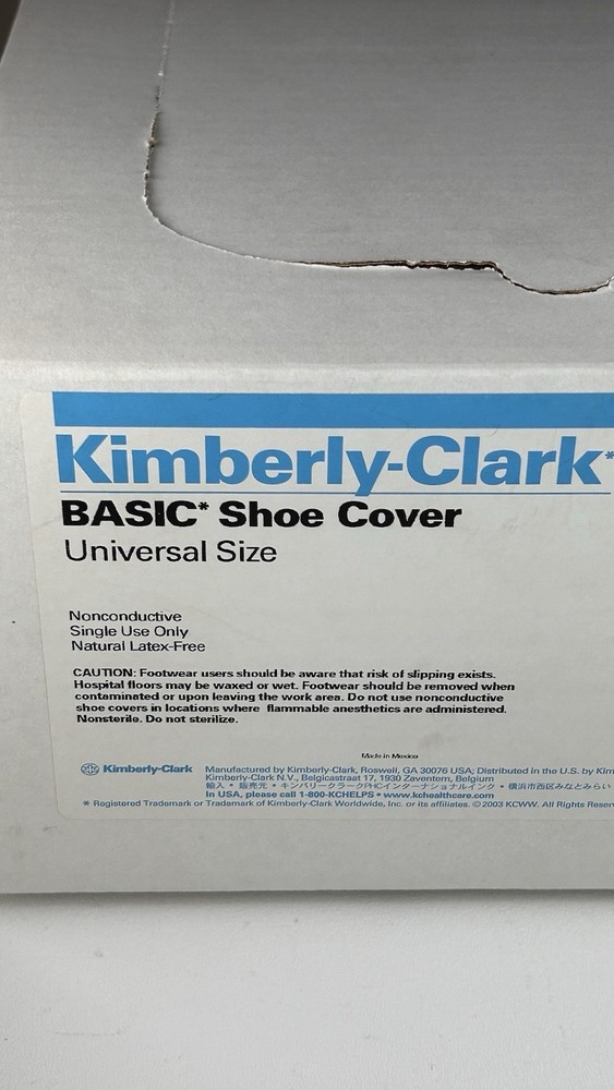 (100) Kimberly Clark Basic Shoe Cover - Universal Size - Blue - Nonconductiveq