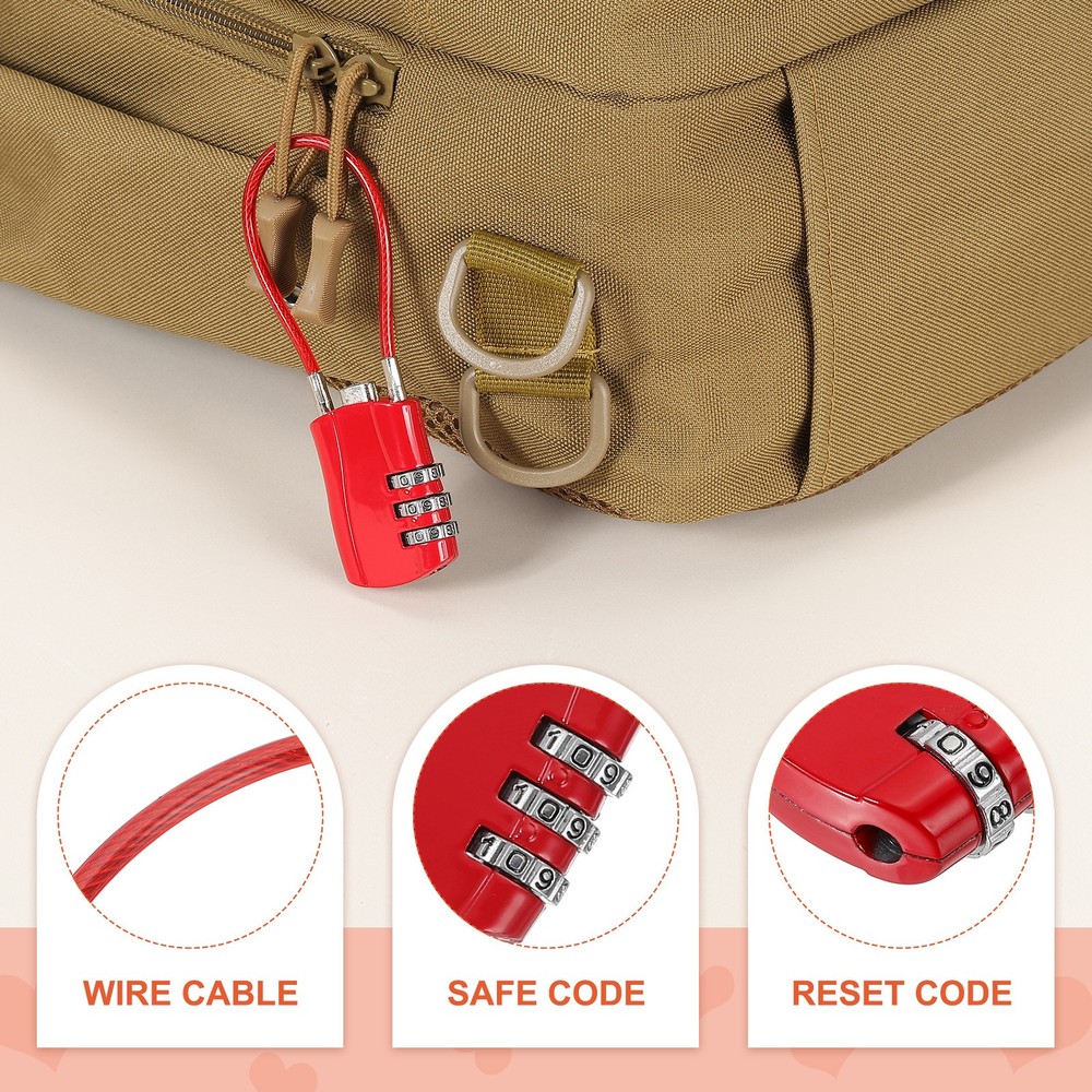 2Pack 3 Digit Luggage Cable Combination Lock with 12" Long Cable Red