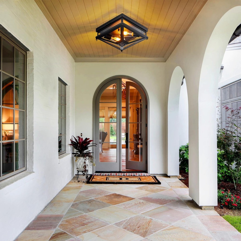 Motion Sensor Outdoor Flush Mount Ceiling Light, Modern Farmhouse Ceiling Lig...