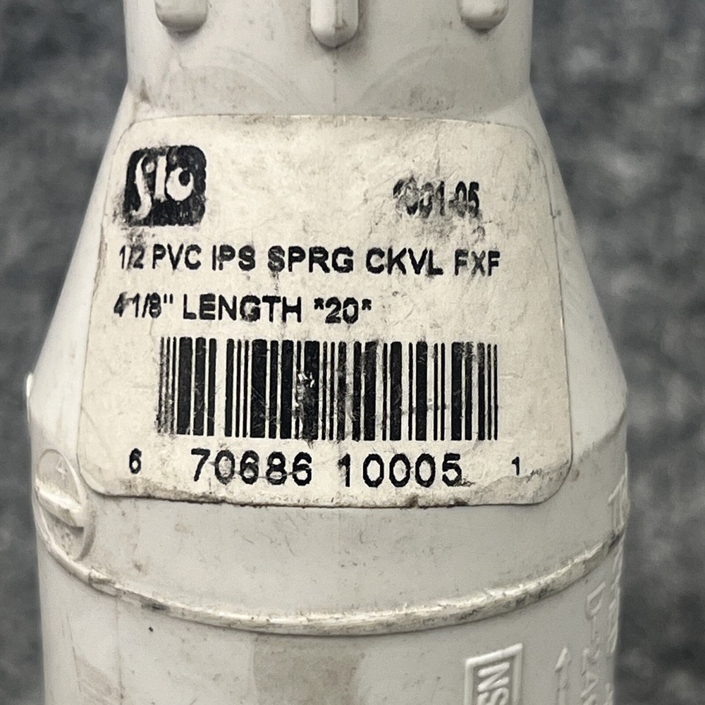Flo Control 1001-05 IPS 1/2" PVC Spring Check Valve New