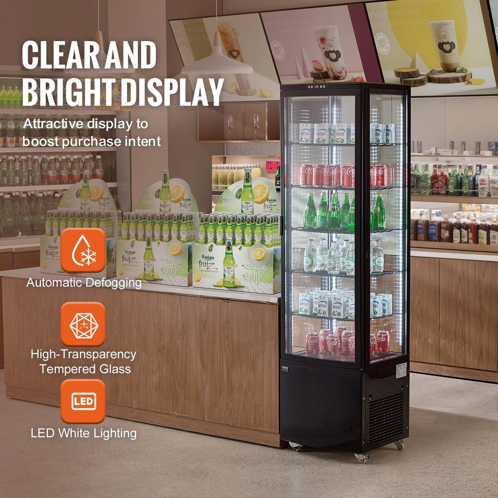 5-Tier 278L 9.8cuft Refrigerated Display Case & Bakery Fridge, Adjustable