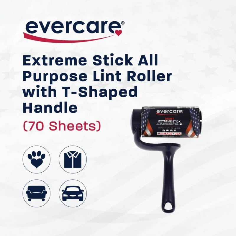 (2 pack) Evercare All-Purpose Giant 70 Layer T-Handle Lint Roller