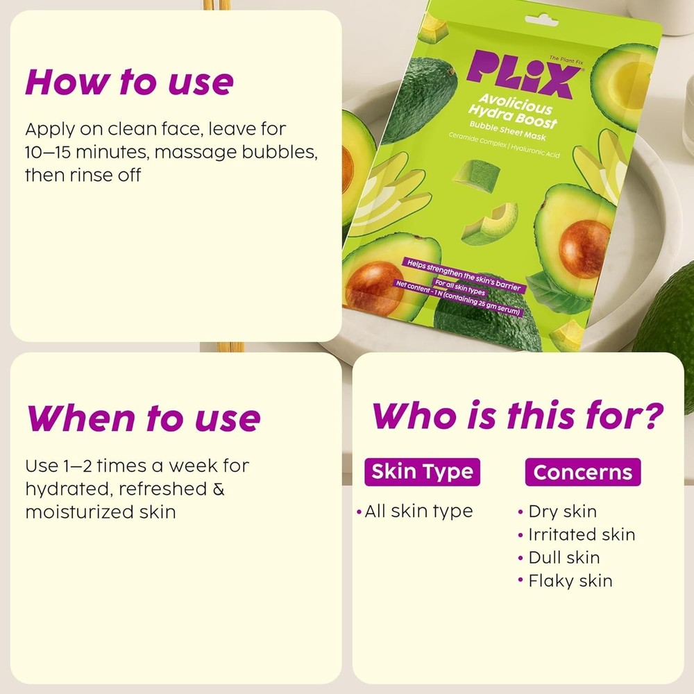 PLIX  Avolicious Hydra Boost Bubble Sheet Mask