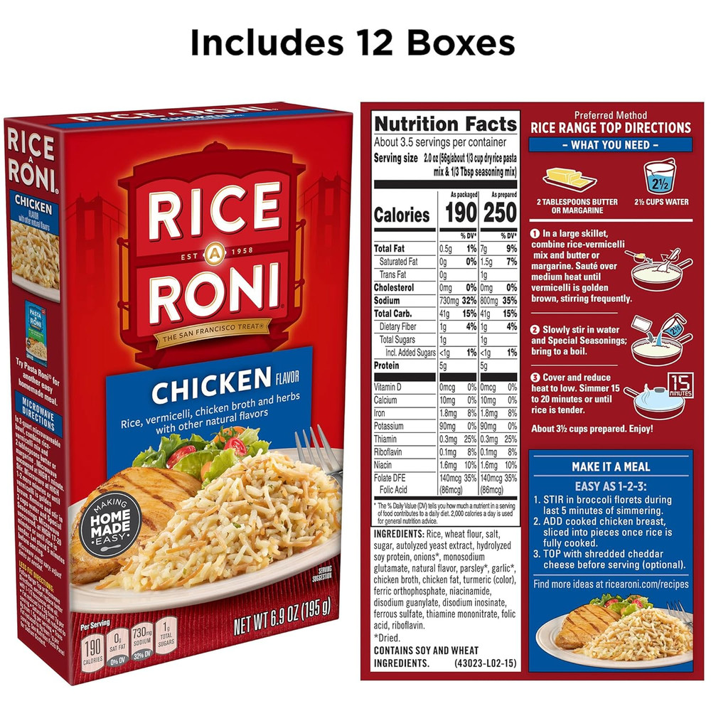 Quaker Rice A Roni, Chicken, 6.9Oz Boxes (12 Pack)