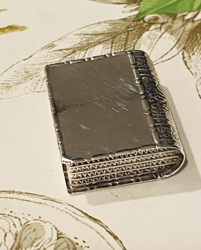 Antique Sterling Silver Book Pill Box