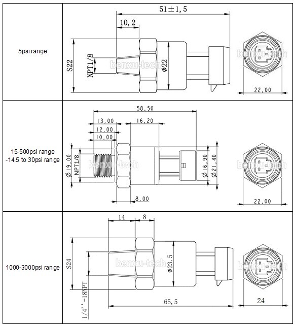 5m Cable Pressure Transmitter Sender Sensor Transducer for non-corrosive medium