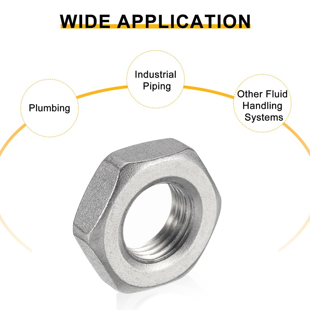4Pcs Cast Pipe Fitting Hex Locknut PT 1/4" Female Thread 0.87"x0.3"