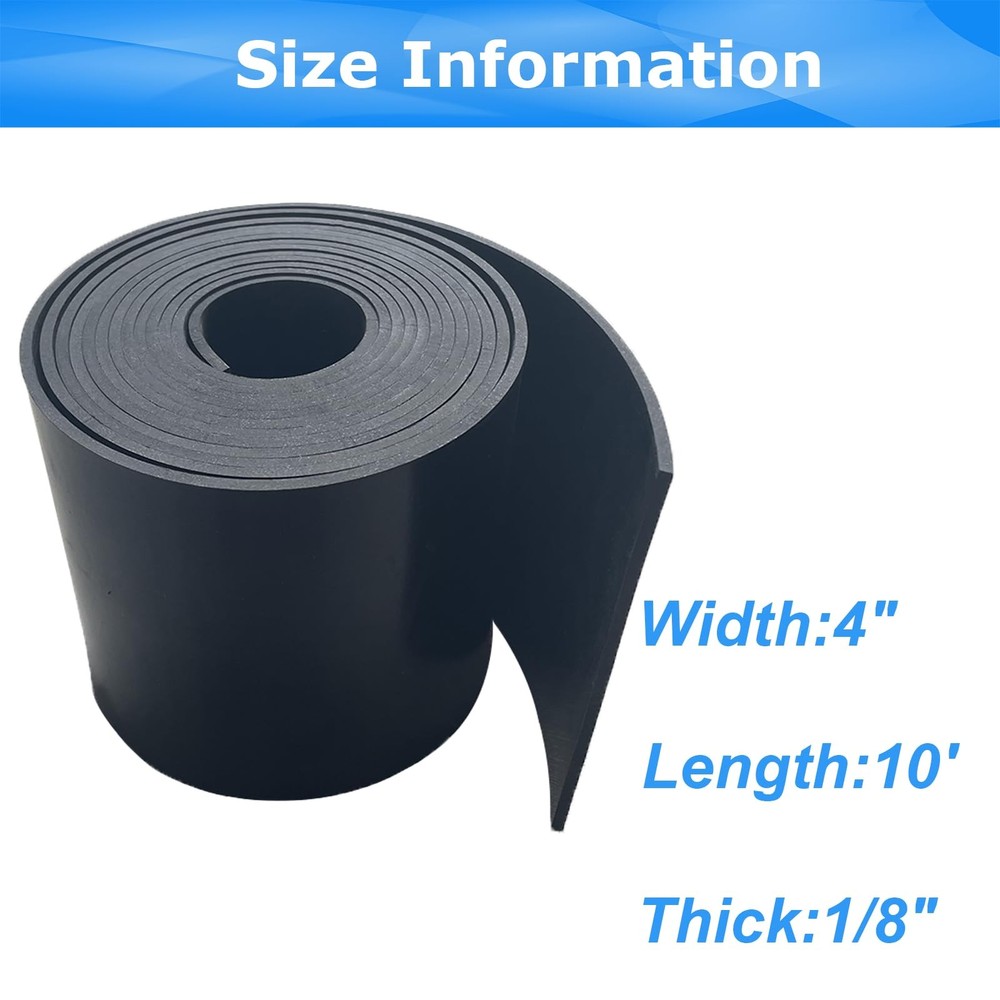 Solid Rubber SheetsRolls & Strips 1/8 .125" Thick X 4" Wide X 10'Long Solid R...