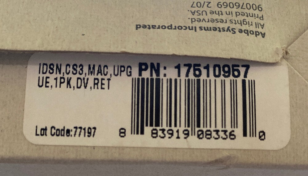 Adobe Indesign CS3 - Upgrade for MAC