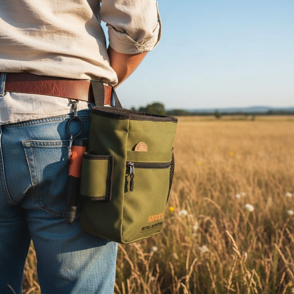 Lightweight Green Digger Pouch with Marine Grade Zippers for Metal Detecting
