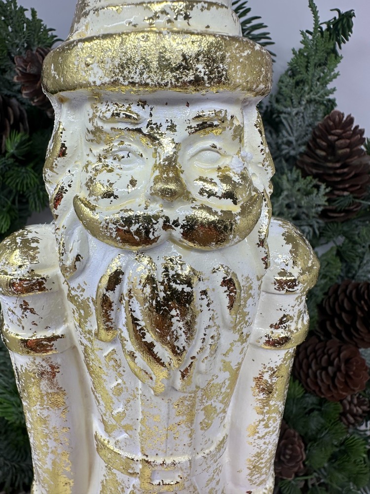 19" Whitewash Gold Nutcracker – Elegant Holiday Decor, Christmas Nutcracker, NEW